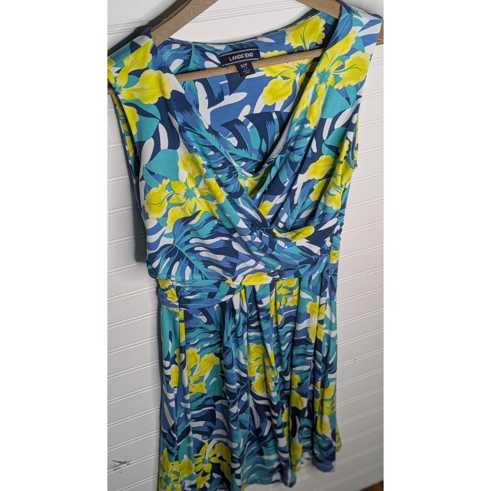 Lands End Womens Dress Fits 6-8 Stretchy Spring Summer Floral Tropical Resort - Picture 3 of 6